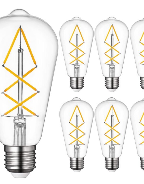 OMED Fishbone Filament LED Edison Bulbs, 60 Watt Equivalent ST64 E26 Dimmable Vintage Light Bulbs, 600Lumen 4000K Daylight White Spiral Old Fashioned Light Bulbs for Dining Room and Island Kitchen