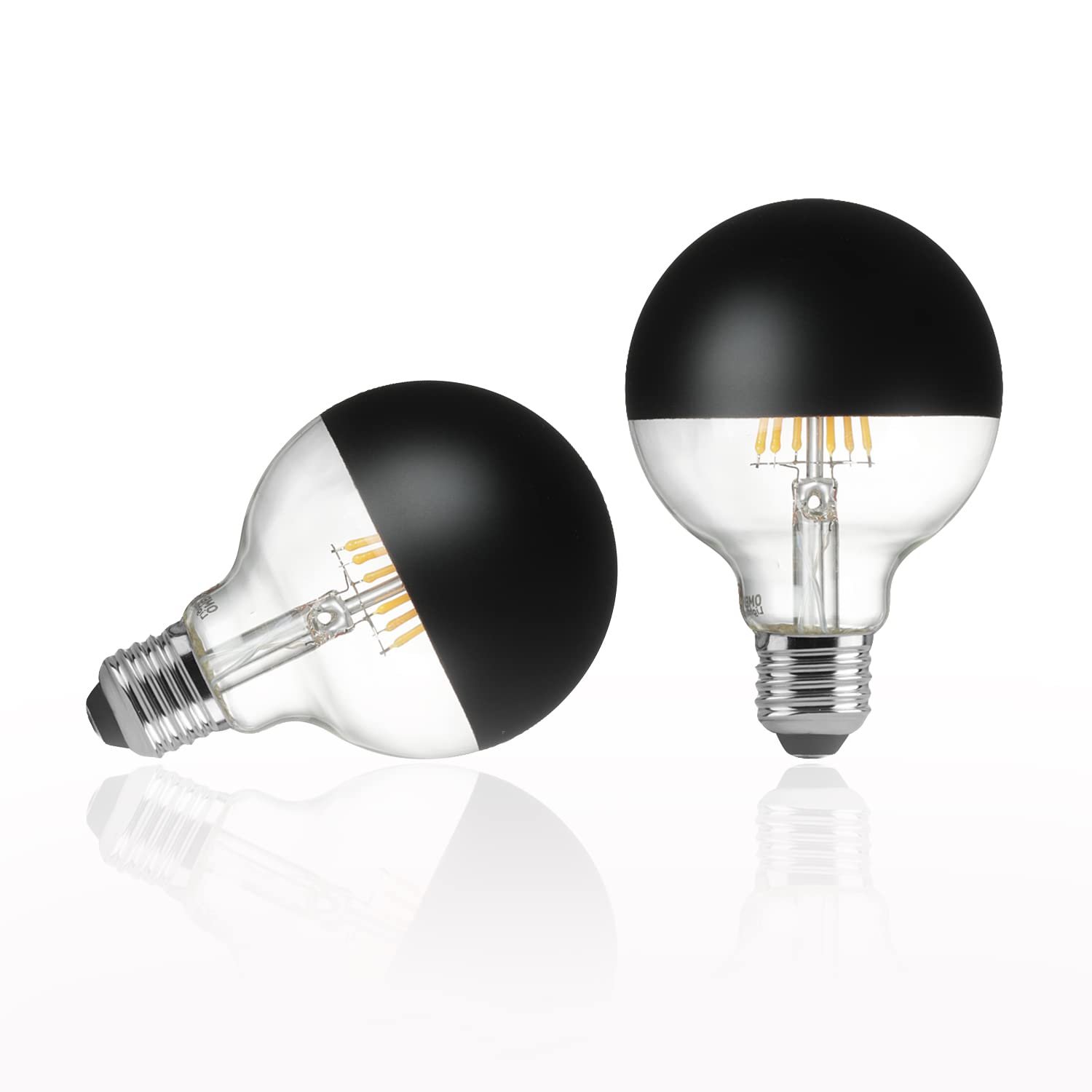 Globe Light Bulbs,G25/G80 Half Black E26 Dimmable LED Light Bulb 60 watt Equivalent, 2700k Soft White Incandescent Light Bulbs for Bathroom,Vanitym,Night Light,Make Up,2 pack Decorative Light Bulb