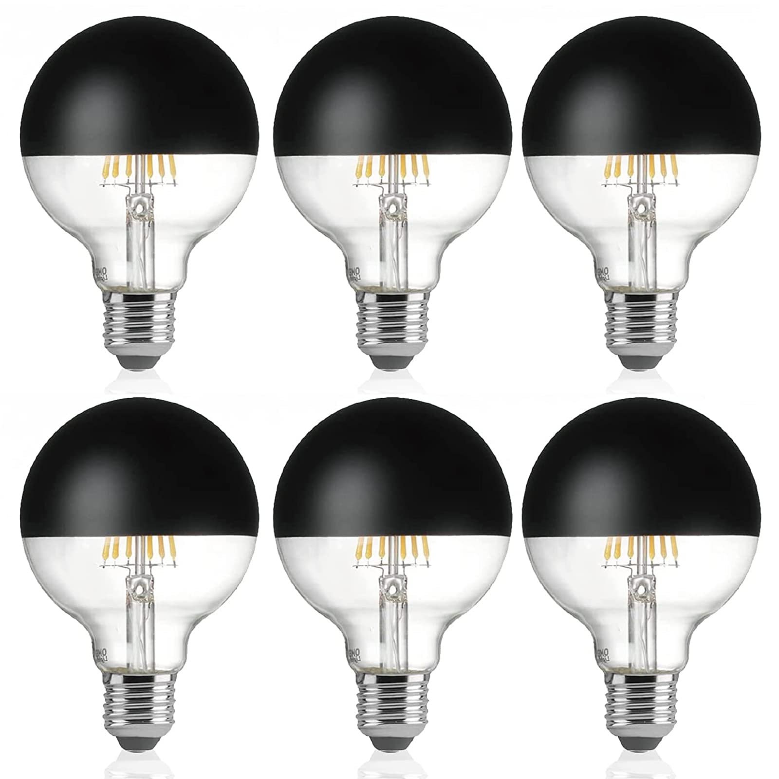 OMED G80 Anti Glare Half Black Chrome Dimmable LED Light Bulbs 6 Pack, E26 2700K Soft White Globe Dipped Edison Bulbs, 6 Watt 600 Lumens Large Black Tipped Round Bulbs for Bedroom, Living Room Visit the OMED Store 4.4 4.4 out of 5 stars 171 ratings | 9 answered questions $42.99